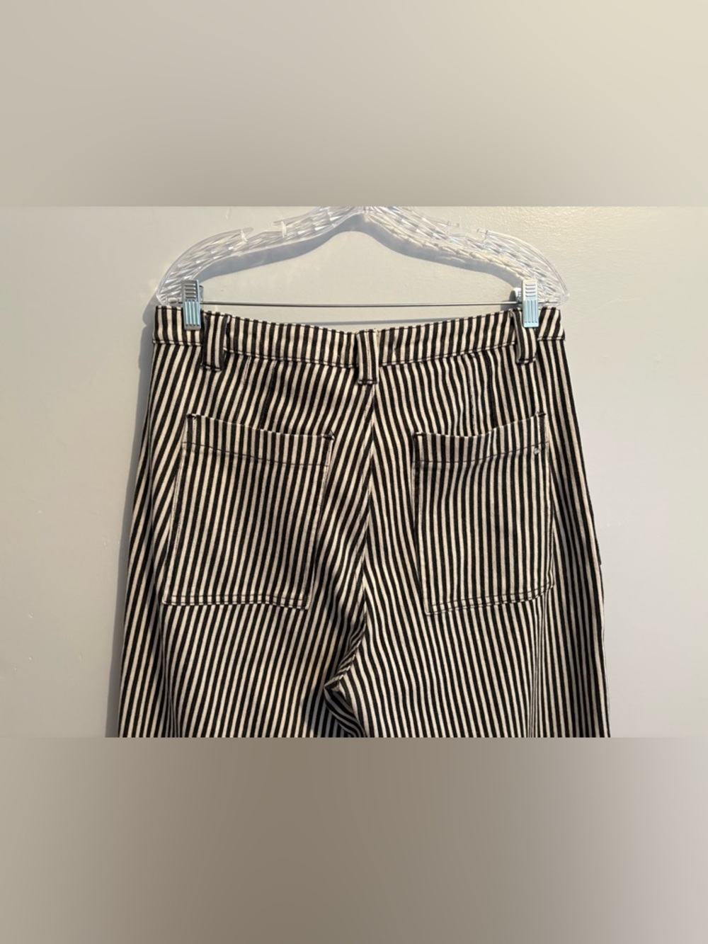 Mica Denim Size 31 Straight Leg Striped Breck Black Gray Jeans Super High Rise - Picture 9 of 16